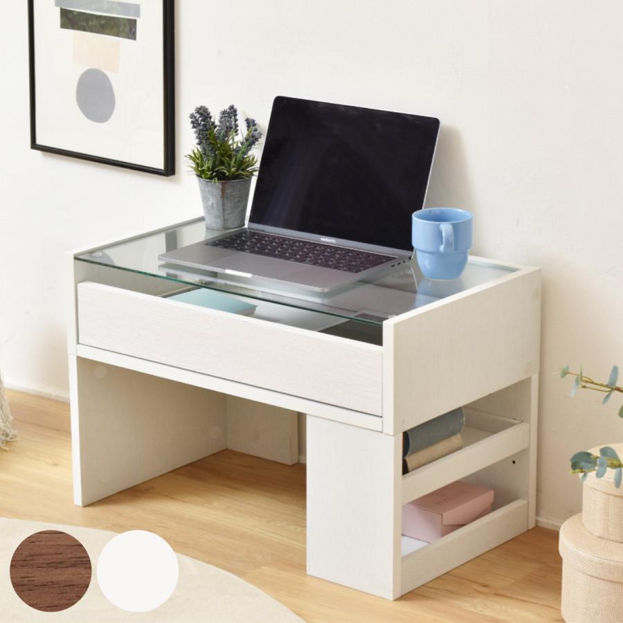 ガラスデスク ガラス 幅60cm 高さ39.5cm 引き出し （ ドレッサー