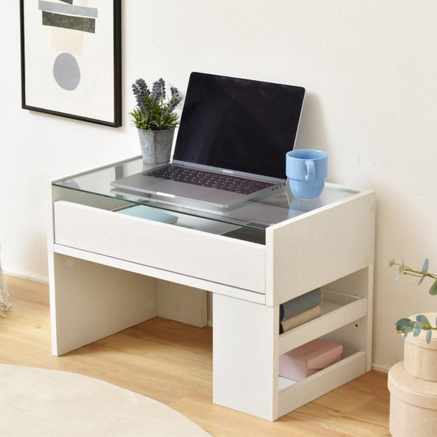 ガラスデスク ガラス 幅60cm 高さ39.5cm 引き出し （ ドレッサー