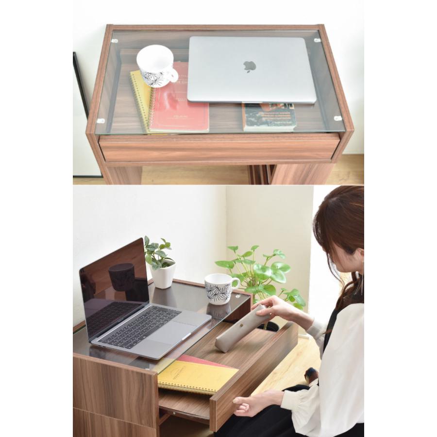 ガラスデスク ガラス 幅60cm 高さ39.5cm 引き出し （ ドレッサー