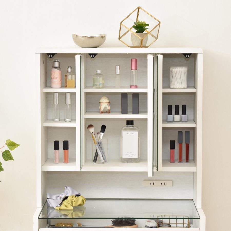 三面鏡 鏡のみ 卓上ミラー 幅60cm ドレッサー （ 単品 デスク