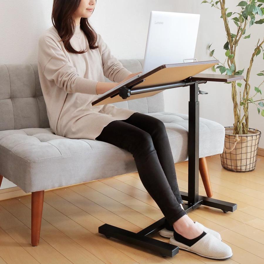 サイドテーブル 高さ63〜82.5cm 高さ調節 角度調整 昇降 木目調