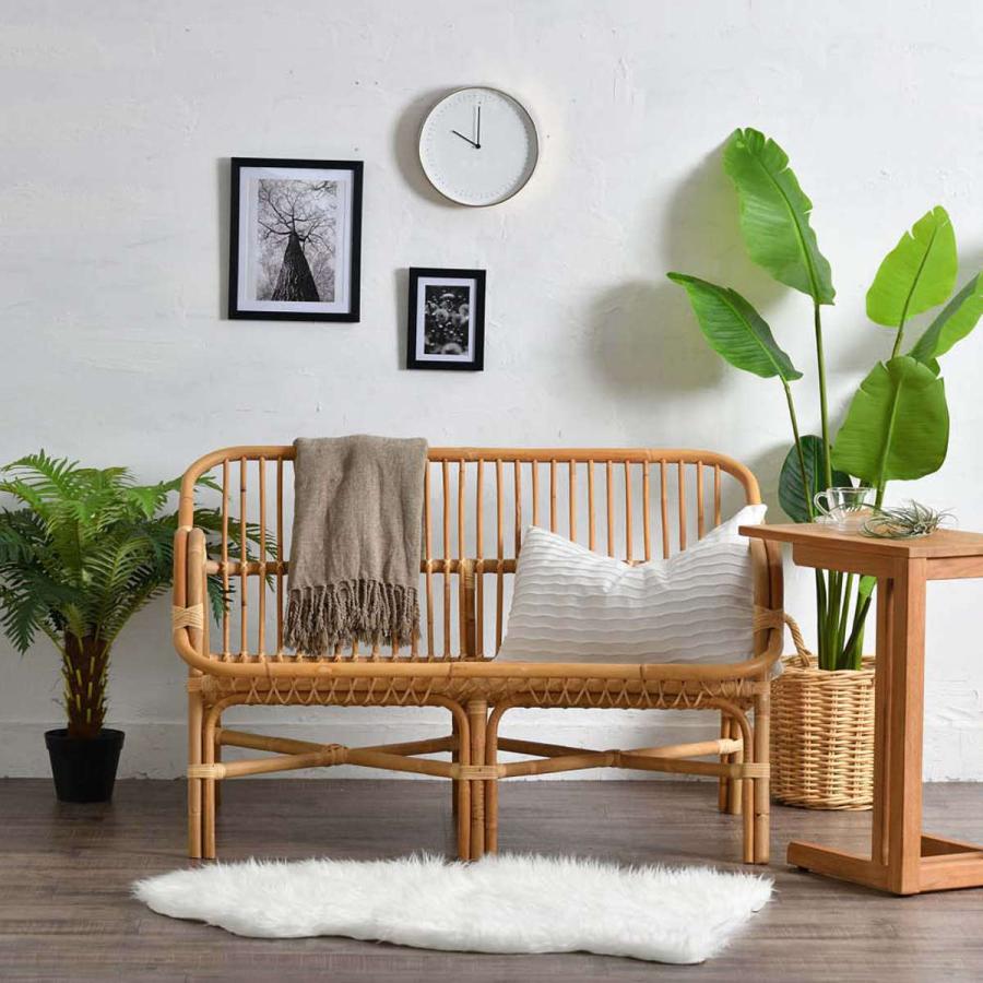ラタン 2人掛けソファ 110cm幅 ラタン 2Pソファ Breeze コンパクト 幅110cm （ ソファー ラタンソファ