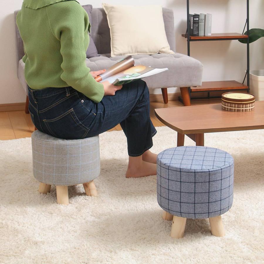 在庫処分特価）ミニスツール 高さ27cm 円形 カバー付き 木製