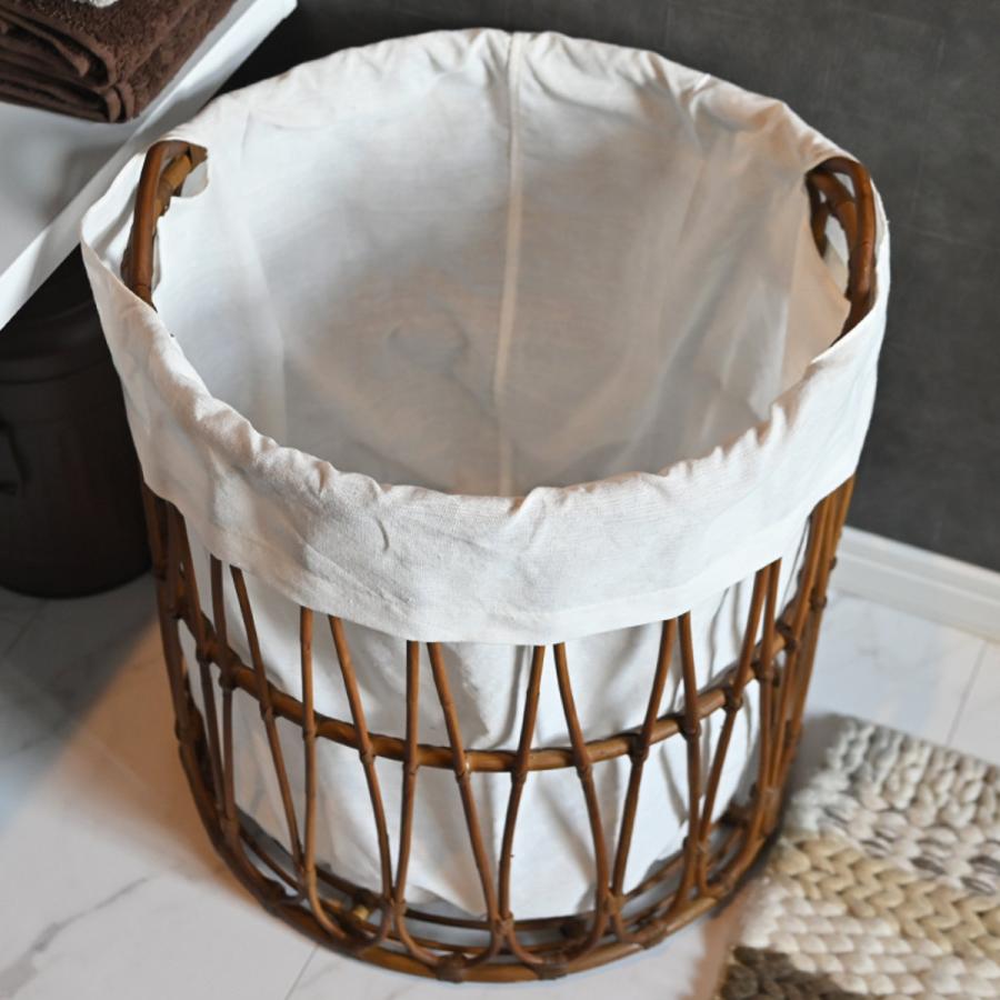 ランドリーバスケット ラタンフレーム 直径40cm （ 洗濯かご カゴ