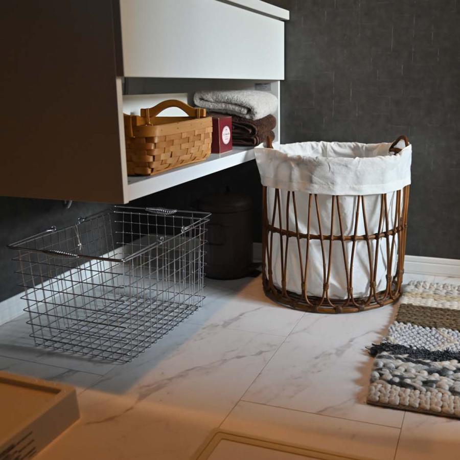 ランドリーバスケット ラタンフレーム 直径40cm （ 洗濯かご カゴ