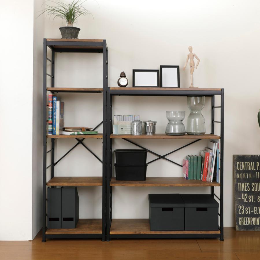 弘益 オープンラック4段 幅84cm ヴィンテージ調 ワイドタイプ