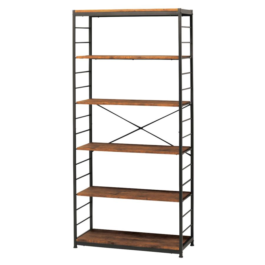 弘益 オープンラック6段 幅84cm ヴィンテージ調 ワイドタイプ