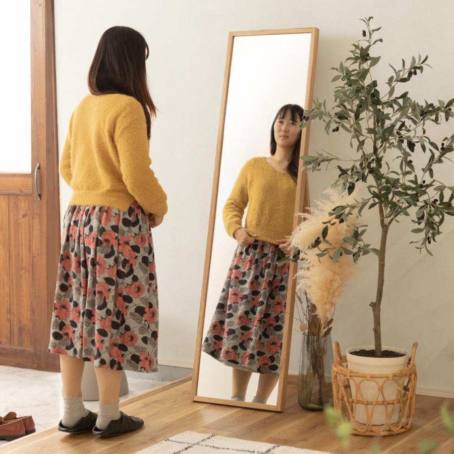 スタンドミラー　オーク材 鏡 壁掛け スタンドミラー 姿見 全身 大型 オーク無垢 天然木 160cm