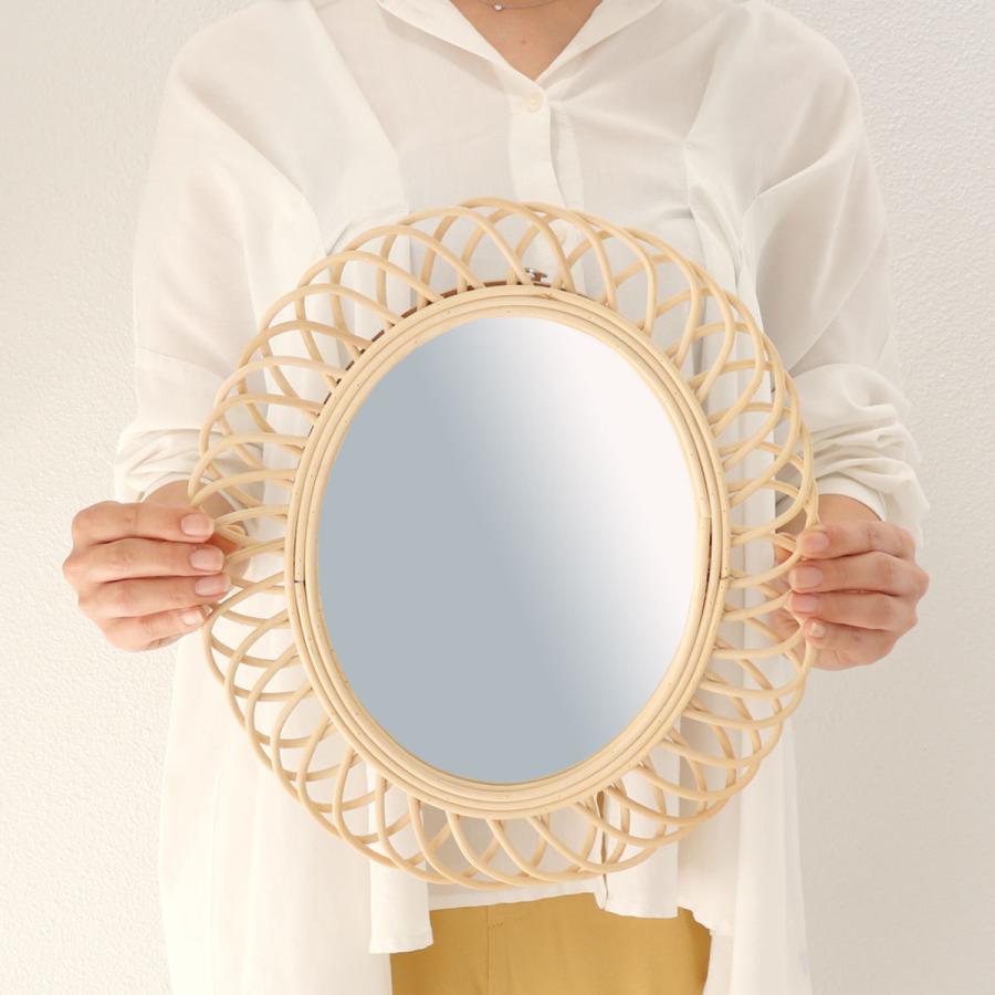ラタンのミラー 円形 ブラウン 直径50cm 【公式通販】
