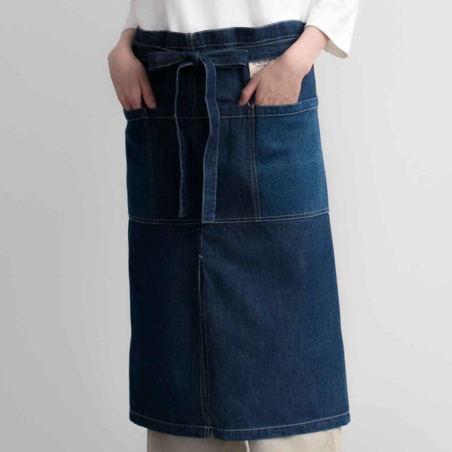 エプロン 綿100％ ギャルソンエプロン デニム ポケット付き COCOWALK