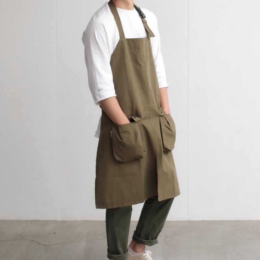 エプロン 綿100％ メンズBBQエプロン ポケット付き ループ付き