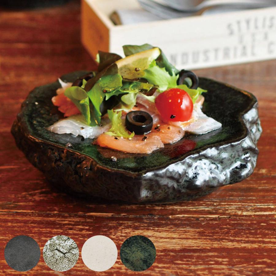 抽象模様の陶器プレート 直径約30cm 益子焼 サーカスのパーティープレート 【オーシャン】 わかさま陶芸 中