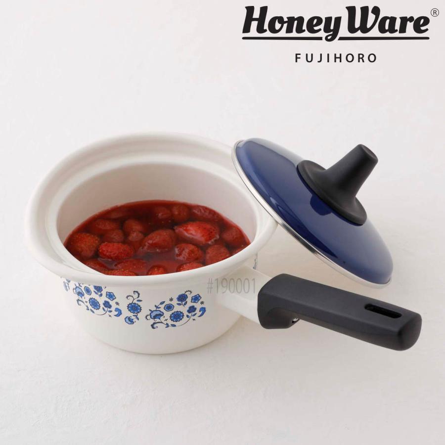 富士ホーロー ミルクパン 14cm IH対応 メモリーズ ブルーフラワー 片手