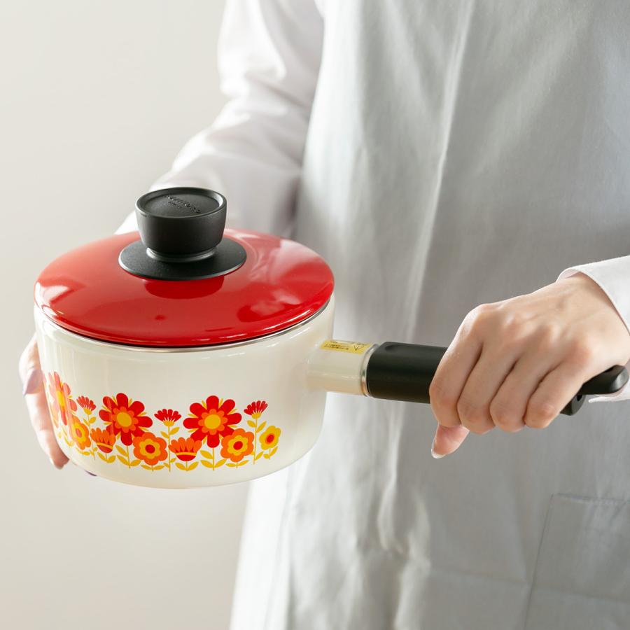 富士ホーロー ソースパン 16cm IH対応 メモリーズ サンフラワー 片手鍋