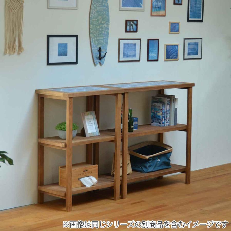 オープンラック 3段 天然木 タイル天板 PUDDLE 幅60cm （ パドル 収納