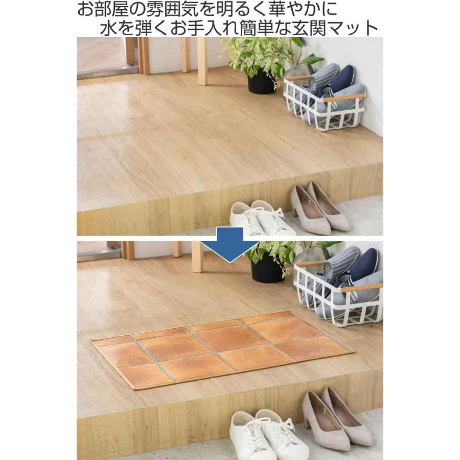 玄関マット 室内用 45×75cm テラコッタ 撥水加工 （ 玄関 マット 屋内 拭ける 室内 厚さ5mm キッチン 撥水 防水 抗菌 防カビ 滑り止め おしゃれ ）｜colorfulbox｜02