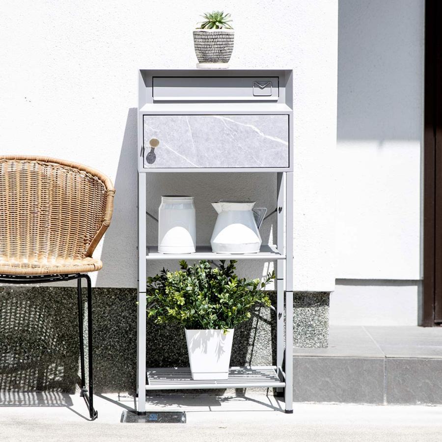 大理石調２段スタンド 郵便ポスト スタンドポスト 大理石調 （ ガーデンポスト 郵便受け 置き