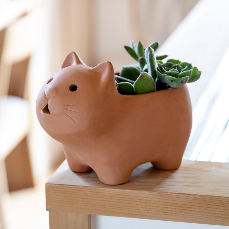 プランター アニマルテラコッタポット ネコ 3号 （ 植木鉢 プラント