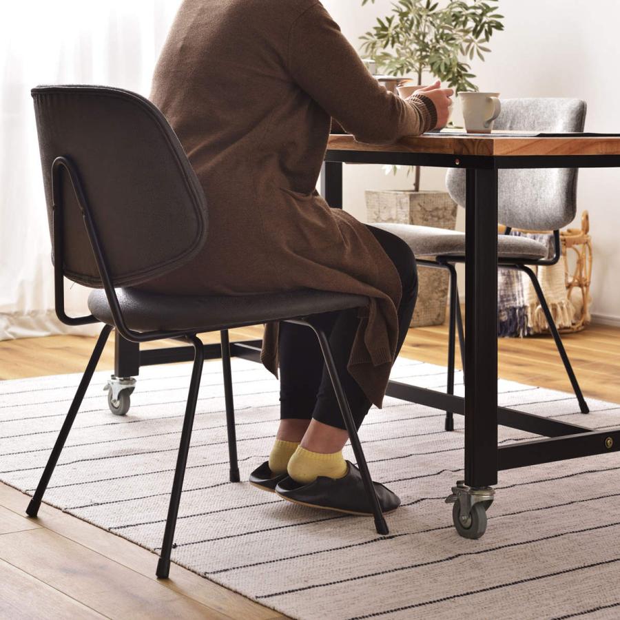 チェア 座面高45cm スチール脚 ファブリック （ レザー調 椅子