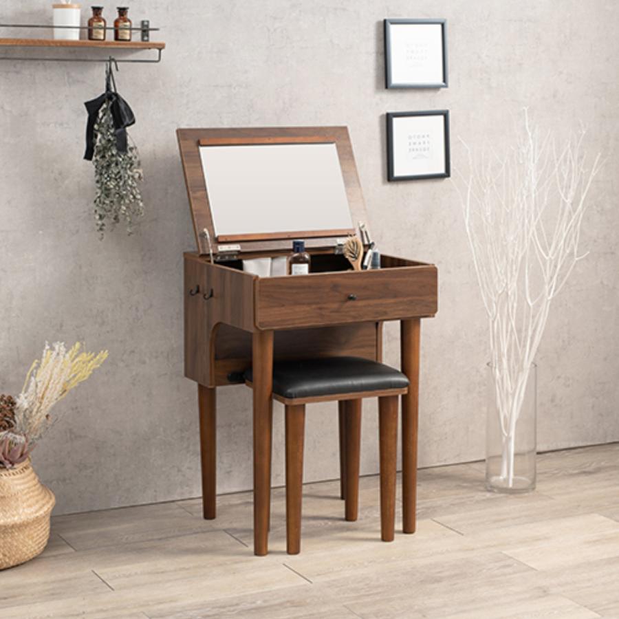シンプル ドレッサーセット/化粧台・スツールセット 【ナチュラル】 幅50cm HAGiHARA（萩原） ドレッサー スツール セット 幅50cm コンセント 木製