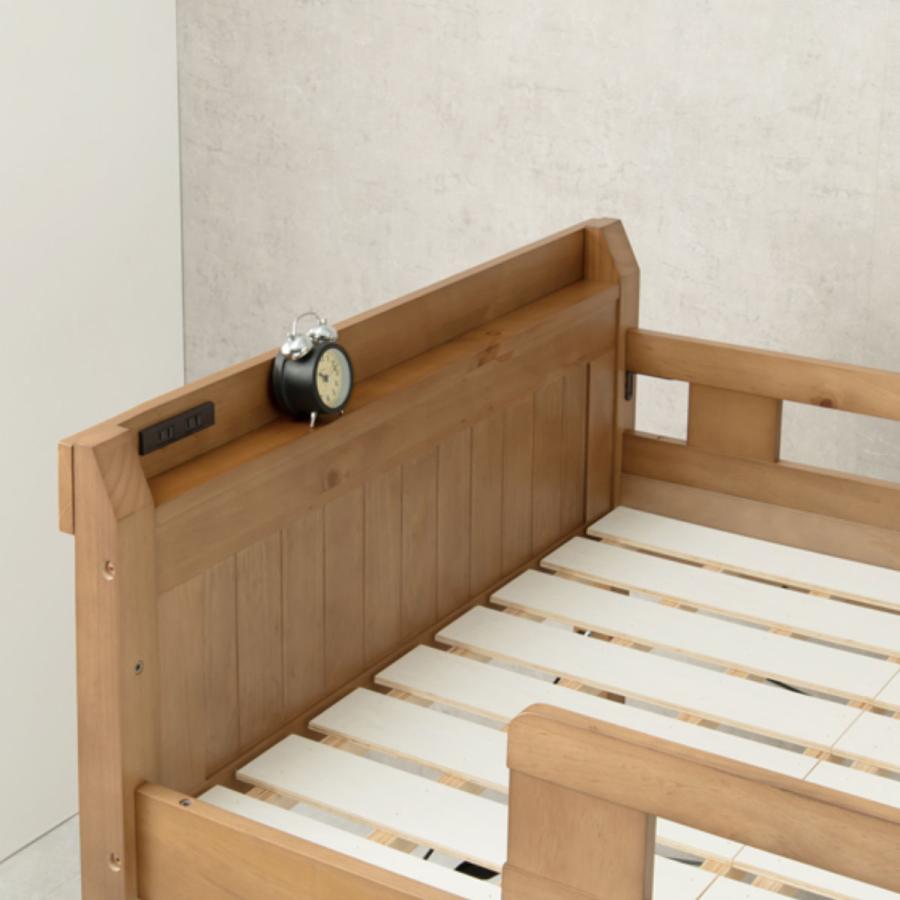 ロフトベッド ベッド下76.5cm 木製 2口コンセント （ ロータイプ シングル ベッド ベット システムベット 天然木 ）｜colorfulbox｜11