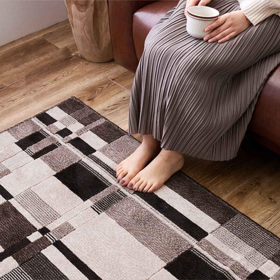 HAGiHARA（萩原） ラグ モダン柄の国産防炎ラグ アラビカ 130×190cm