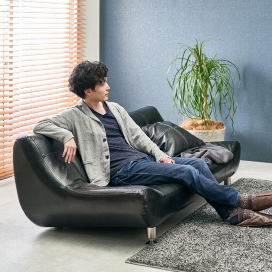 HAGiHARA（萩原） ローソファ 二人掛け 幅153cm 座面広々 （ リビング