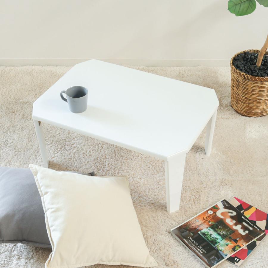 折りたたみテーブル 幅70cm コンパクト 鏡面仕上げ （ ミニテーブル