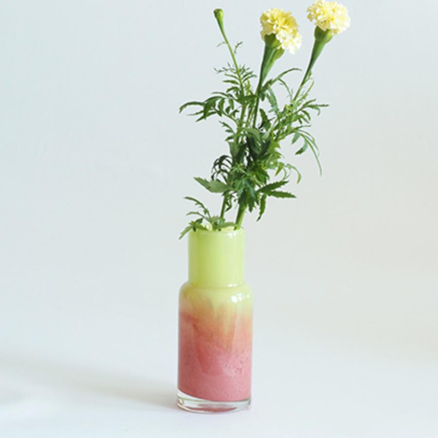 花瓶 DGボトルベース 直径7.5×高さ18cm ピンクグリーン ガラス （ おしゃれ 花器 花びん 一輪挿し フラワーベース 円形 丸 インテリア 生け花 植物 お花 ）｜colorfulbox｜05