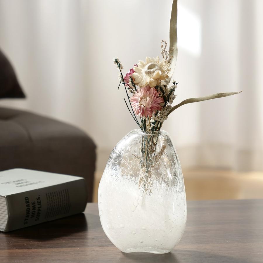 花瓶 DGマコベース 幅10×奥行6.5×高さ13.5cm クリアホワイト ガラス （ 花びん フラワーベース 花器 ガラス製 インテリア ）