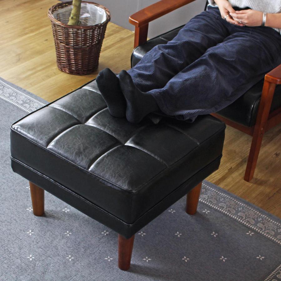 岩附 オットマン 高さ40cm レザー調 木製 ( チェア スツール 1 岩附 オットマン 高さ40cm レザー調 木製 ( チェア スツール 1