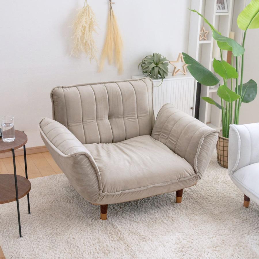 セルタン ソファ 一人掛け ベロア リクライニング 肘掛け （ 1人用