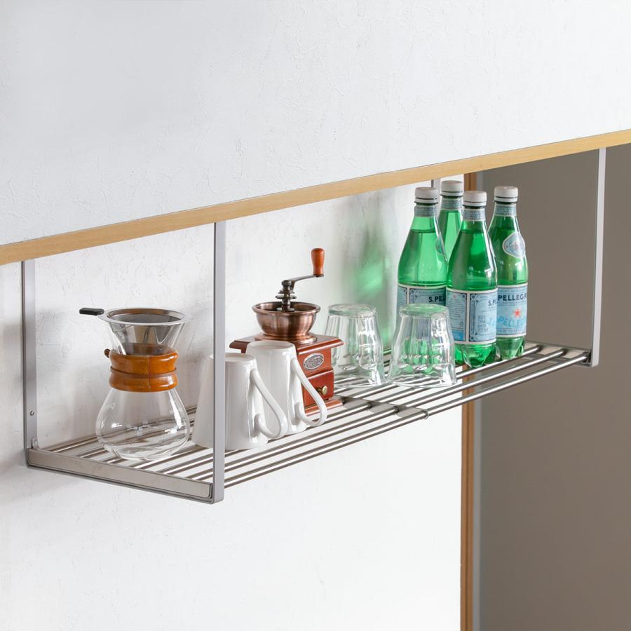 吊戸棚収納 パイプ棚S 1段 幅90cm 水切棚シリーズ ネジ止め