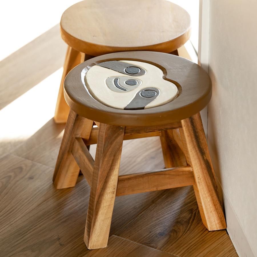 スツール ナマケモノ 木製 天然木 丸椅子 （ 丸 ウッドスツール