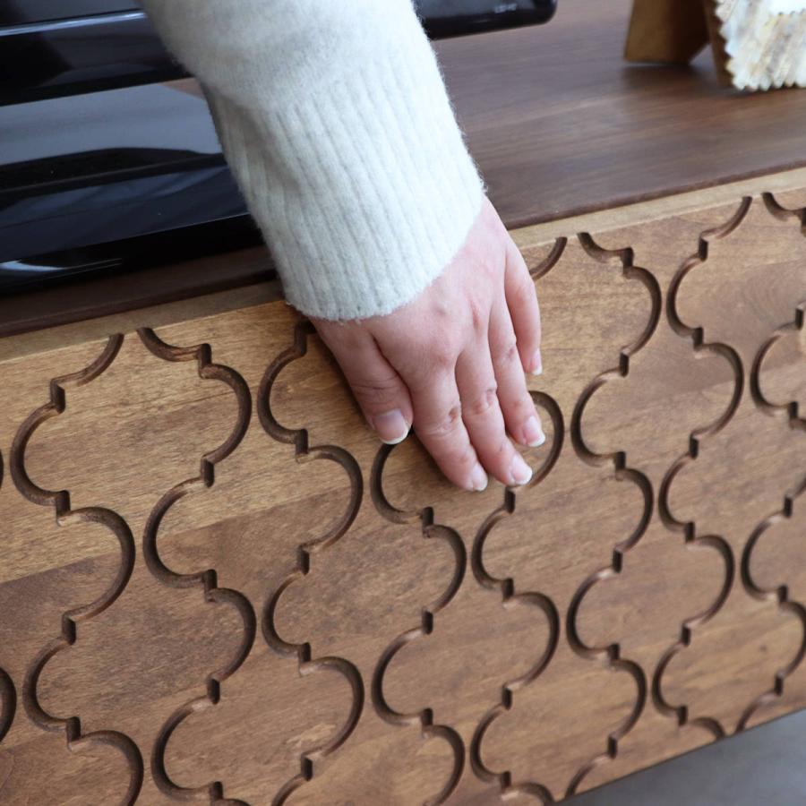 東馬（Tohma） テレビ台 ローボード アルダー材 モロッカン柄 日本製