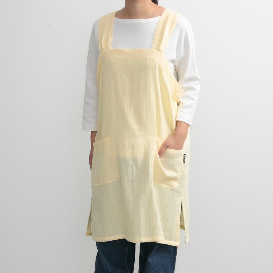 エプロン やさしいガーゼの肩ラクエプロン （ 綿100％ ポケット付き