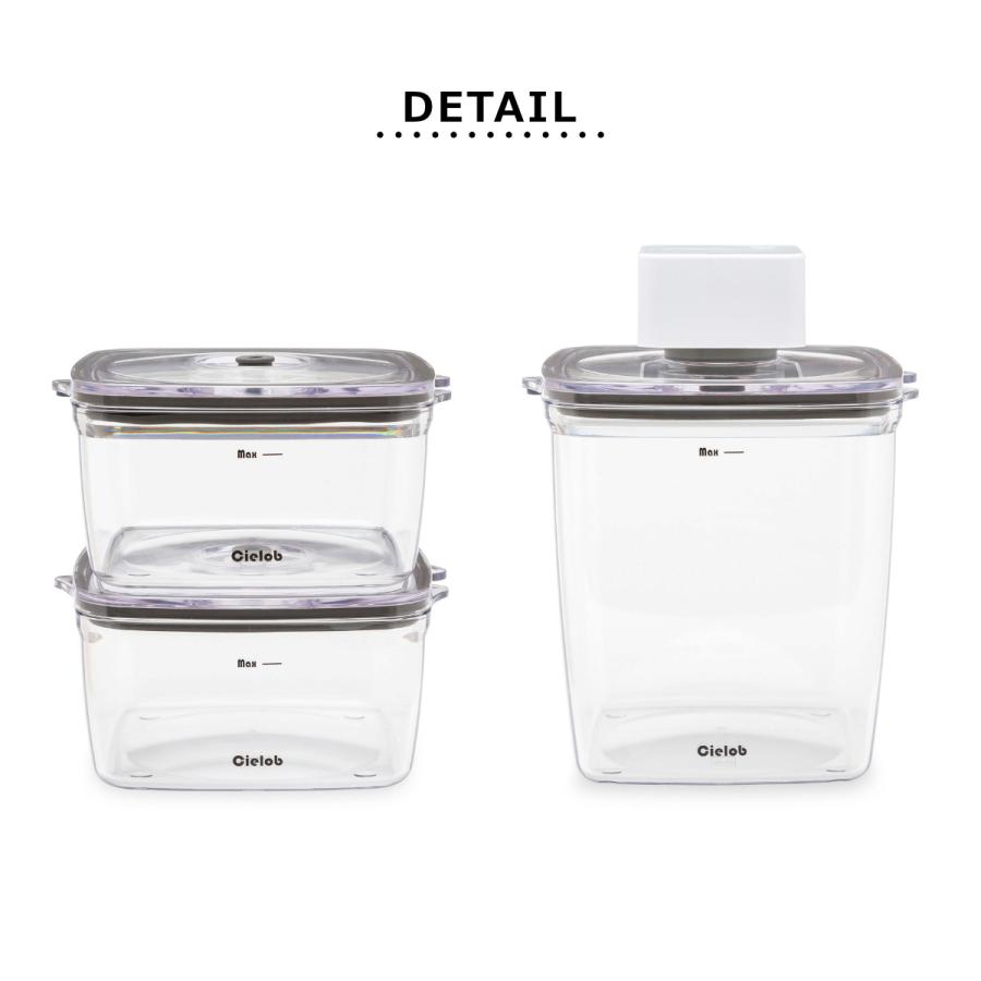 保存容器 1L 2.5L Cielob 真空キャニスター スクエア 4点セット 保存容器 1L 2.5L Cielob 真空キャニスター スクエア 4点セット