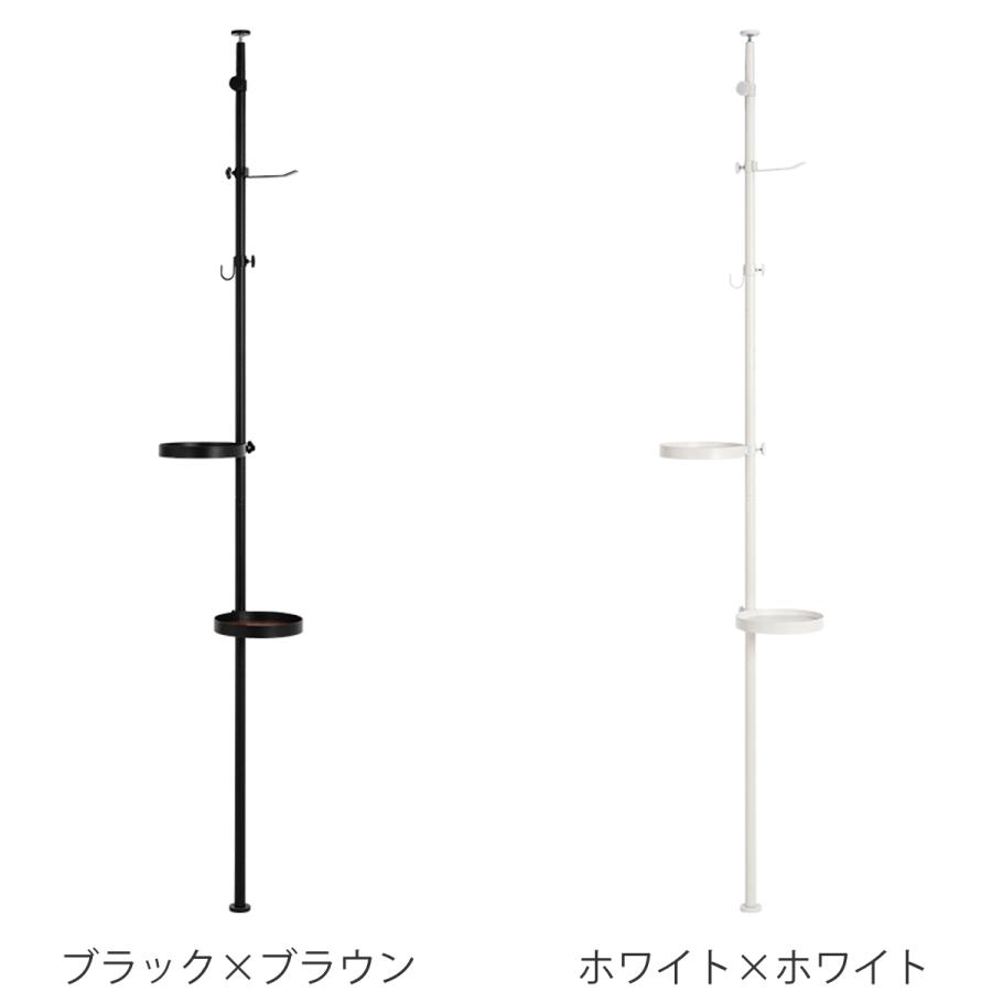 突っ張りポールラック 丸型トレイ2個 フック付 高さ調整 見せる収納 （ 突っ張りラック 突っ張り棒 ラック ハンガー ポール スリム 収納 突っ張り 隙間収納 ）｜colorfulbox｜05