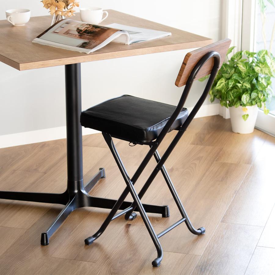 永井興産 折りたたみ椅子 ヴィンテージクッションチェア 木目調