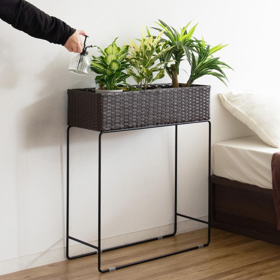 宮武製作所 プランタースタンド ラタン調 スチールフレーム 幅60cm