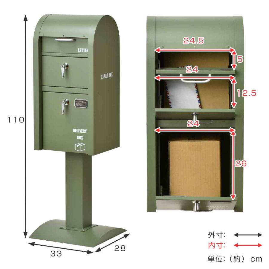 セトクラフト ポスト 宅配BOX付ポストスタンド U.S. （ 郵便