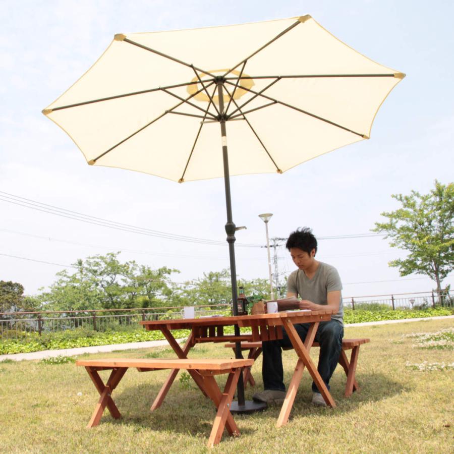 不二貿易（Fuji Boeki） ガーデンテーブル 3点セット 杉材 BBQテーブル