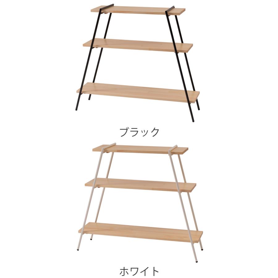 東谷 オープンラック 3段 天然木棚 アイアン脚 幅90cm （ オープン