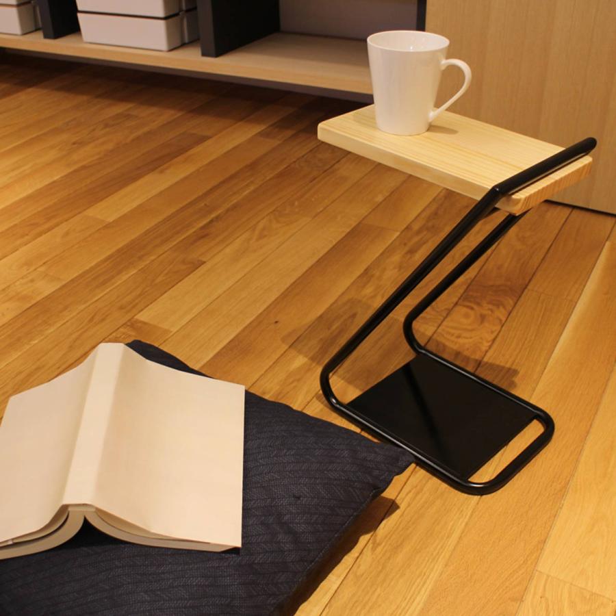 東谷 サイドテーブル 天然木天板 アイアン脚 ロータイプ 幅31cm