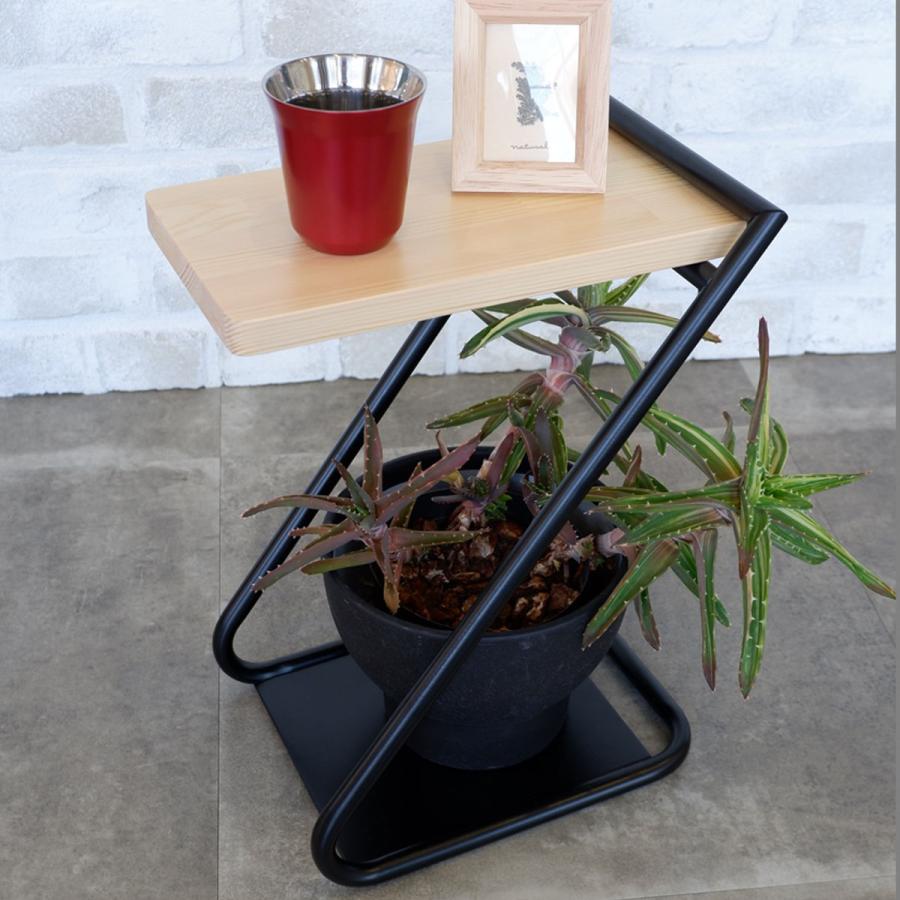 東谷 サイドテーブル 天然木天板 アイアン脚 ロータイプ 幅31cm