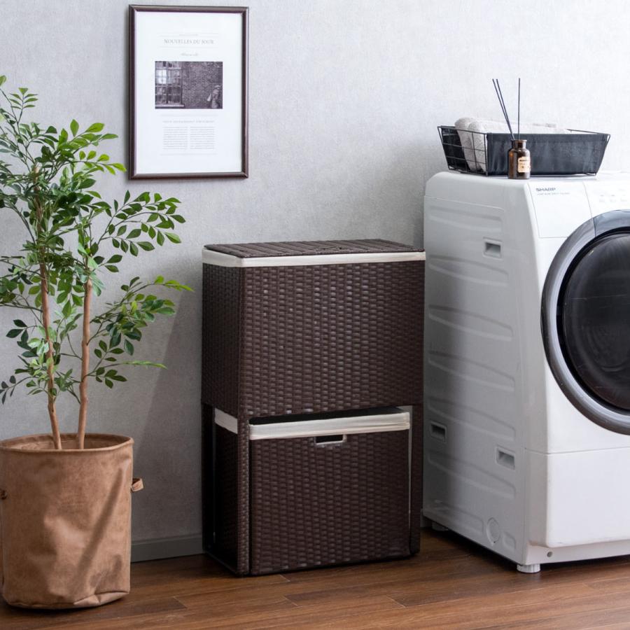 宮武製作所 ランドリーボックス ふた付き Diario ラタン調 ブラウン