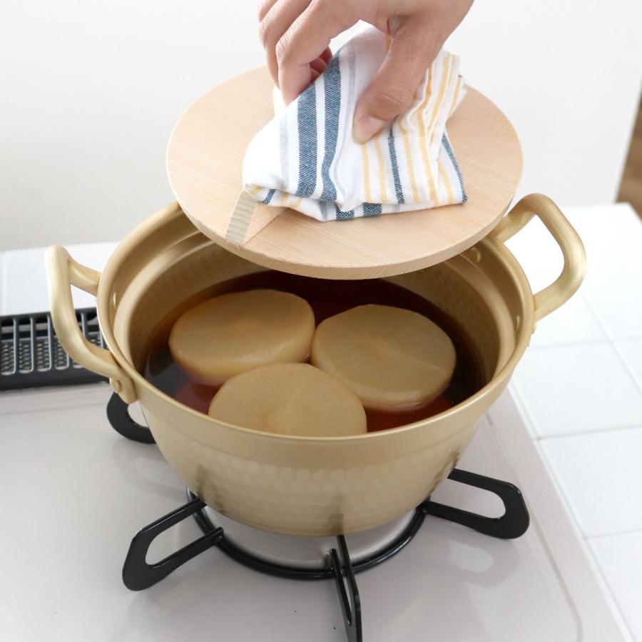 北陸アルミニウム 両手鍋 18.5cm 小伝具 アルミ段付鍋 木蓋付