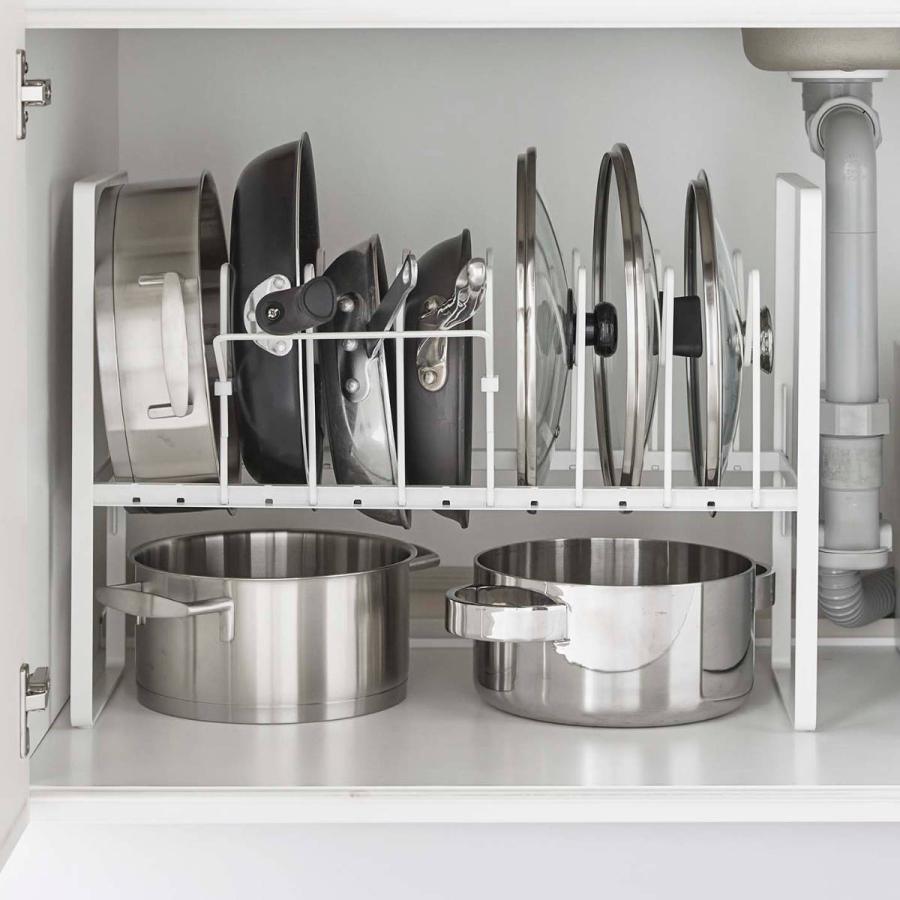 【数量限定】山崎実業(Yamazaki) シンク下 高さ調整 鍋蓋 ＆ フライパ 数量限定】山崎実業(Yamazaki) シンク下 高さ調整 鍋蓋