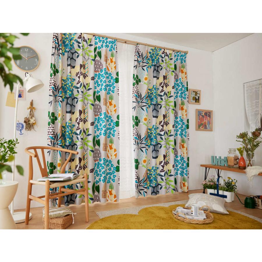 スミノエ　カーテン　未使用　在庫処分 スミノエ カーテン フラワーポット 遮光2級 100×178cm 1枚入り