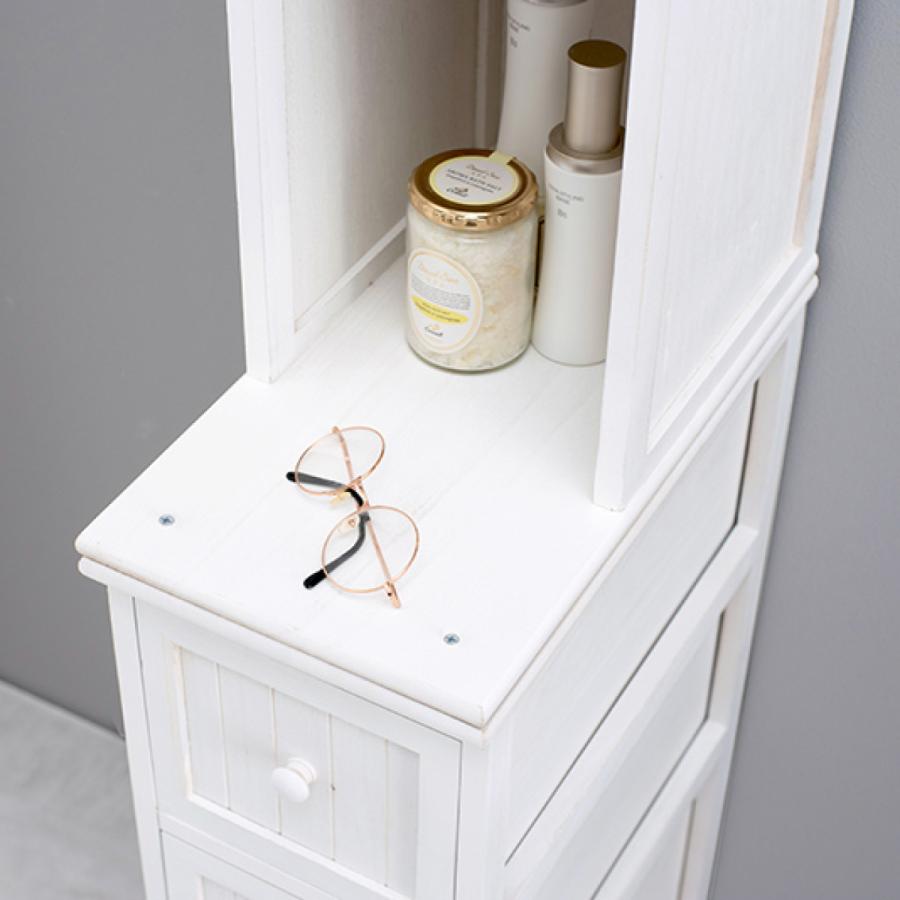 HAGiHARA（萩原） 棚付チェスト すき間収納 シャビーウッド